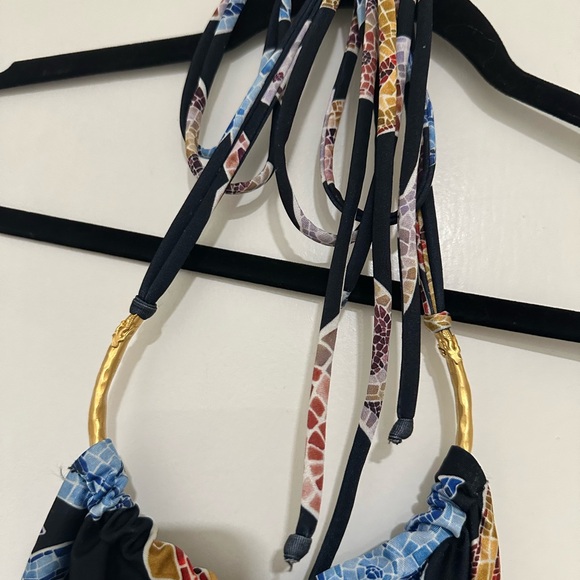 Chic Elena Makri Mykonos Black Multicolor Halter One-Piece Swimsuit - Picture 5 of 9